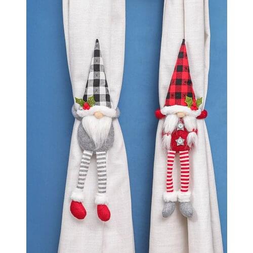 Home Decorations Christmas Curtain Tiebacks Cute Swedish Tomte Gnome Doll Curtain Holdbacks Curtain Buckle