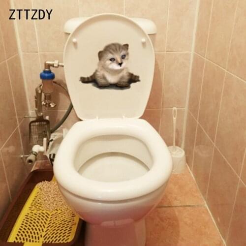 ZTTZDY 22.4*17.3CM Lovely Pet Cat Toilet Sticker Decal Bedroom Home Wall Decor T3-0301