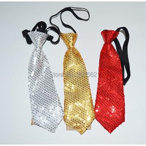 10pcs/lot Girls Boys Elastic Tie Cute Chirldren Wedding Party Necktie Fashion Suit Baby sequins Neckwear
