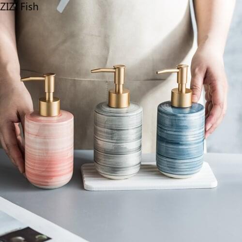 European Creative Ceramics Soap Dispenser Facial Cleanser Shower Gel Bottle Environmentally Friendly for Home Hotel Bathroom