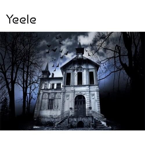Yeele Halloween Backdrop Photocall Castle Branches Bat Scary Scene Night Old Vintage House Photography Background Photo Studio