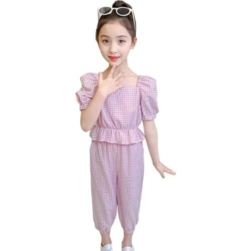 Clothes For Girls Plaid Tshirt +Short Girls Outfits Casual Style Clothes Girl Summer Costumes For Children 6 8 10 12 14