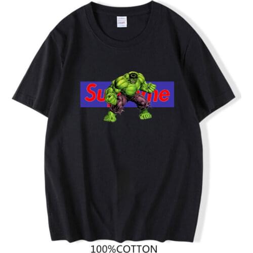 Marrvel Mens Short Sleeve T-shirt 2021 Summer New Style T Shirt for Men Anime Hulk Print T-shirt 100% Cotton Oversized