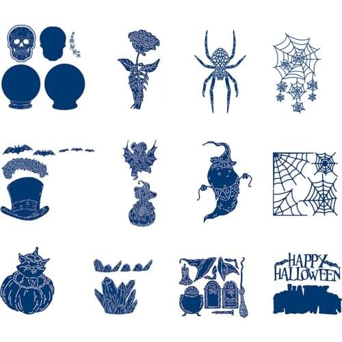 Halloween Skull Head Spider Web Ghost Crystal Pumpkin 2021 Arrival New Craft Metal Cutting Die Mold Edge Paper Craft Knife