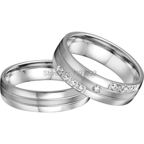 Custom tailor made silver color health surgical titanium wedding bands rings sets for him and her