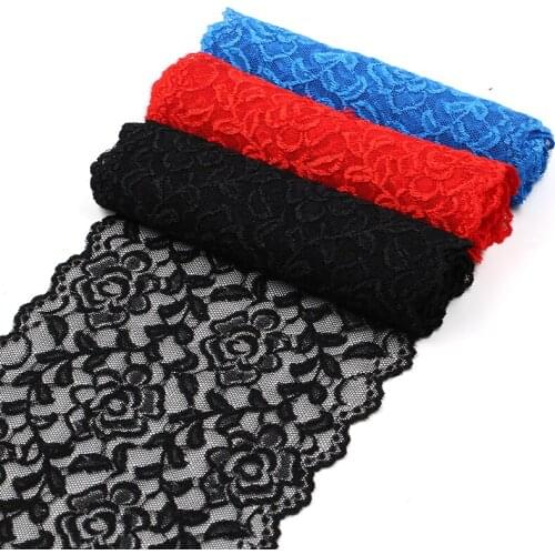 2meters 17cm Elastic Ribbon Embroidered Lace Trim Ribbons Fabric Trim DIY Sewing Handmade Craft Materials Clothes Accessories