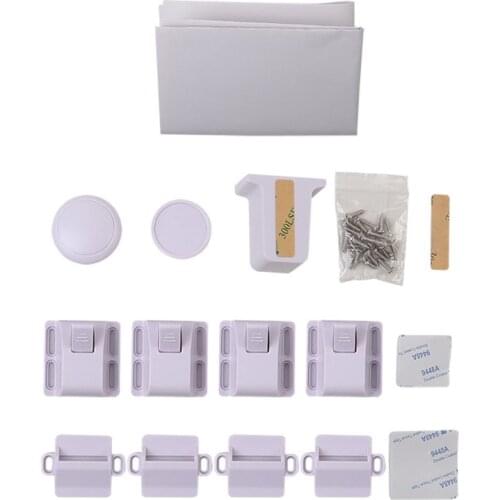 Magnetic Cabinet Locks w/ 4 Locks 1 Key Drilling Strong Sticky Type Safety Lock Installation Partition Thickness 3cm
