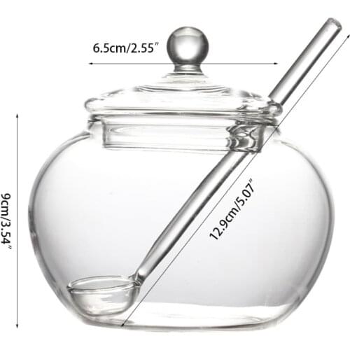 250ml Crystal Jar Sugar Bowl Kitchen Storage Sets with Cover and Spoon Seasoning 37MF