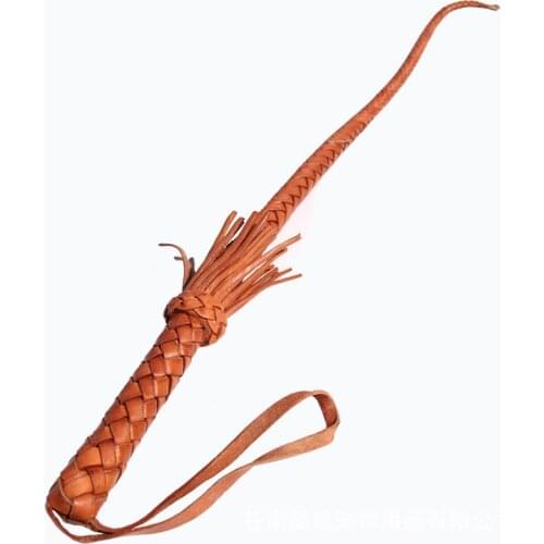 79CM Genuine Bull Leather Hand Made Braided Horse Riding Whips Western Horse Racing Equestrian Harness Whip Riding Crop