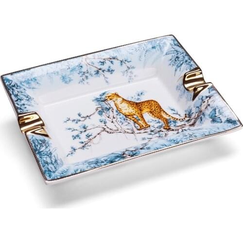 Free ship High-definition fashion 2 Holder Ceramic Large Size Square Cigar Ashtray Ceramic Cigarette Ash Tray CLG-0088