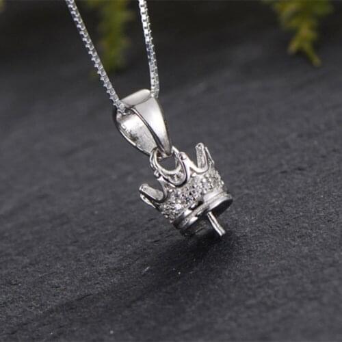 White Gold Plated 925 Silver Pendant Bail For 9mm-12mm Half-drilled Round Beads Crown Shape Bails Top Cup Drilled Pin P231B