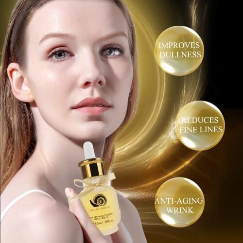 Snail Serum Anti-aging Moisturizing Anti-Wrinkle Brighten Skin Whitening Tighten-Skin Repair Face Nourish Skin Care Gold Essence