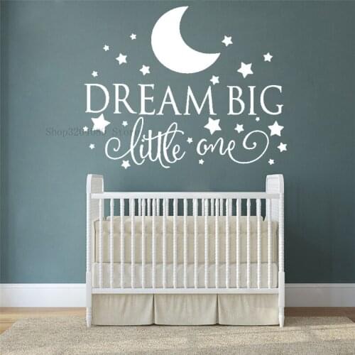Creative Dream Big Little One Quotes Wall Decal Vinyl Nursery Baby Bedroom Decor Kids Room Home Art Stars Wall Decals CN372