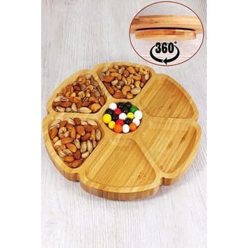 Trend World Bamboo Rotating Standing Trend Big 7 Compartments Service