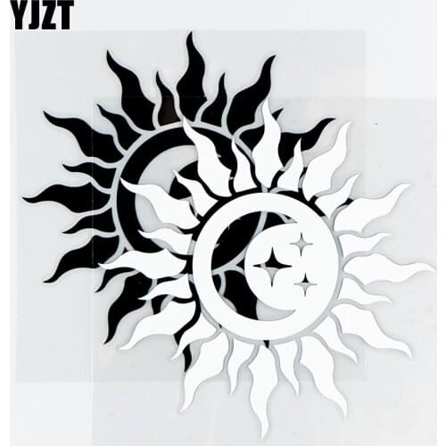 YJZT 13.6×13.6CM Personality Car Sticker Sun Moon And Stars Vinyl Decals Art Decor Black / Silver 10A-0593