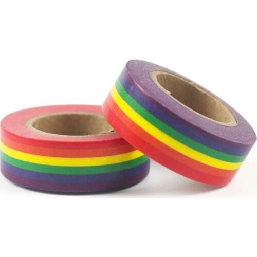 1PC New Rainbow Washi Tape School Supplies Stationery Tape Office Stationery 15mm Rainbow Tape