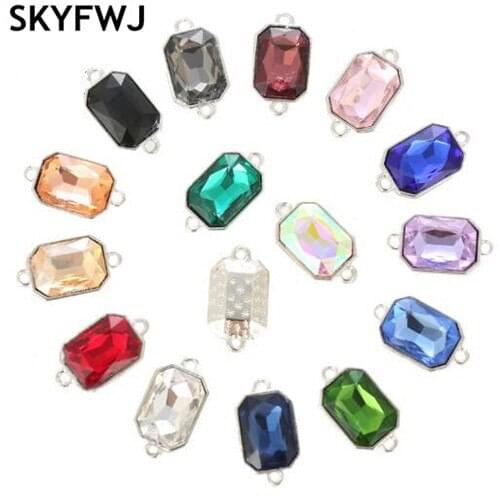 10x14mm 20pcs double holes Oblong Octagon Crystal glass loose rhinestones Pendant/Bracelet/diy clothing accessories