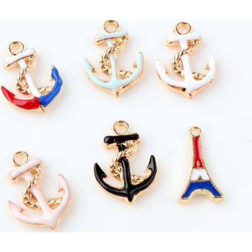 20pcs/pack Anchor Enamel Metal Charms Earring Bracelet DIY Jewelry Making
