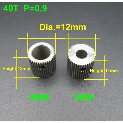 25Pcs 3D Printer 40 Teeth Linear Cylinder Gear 303 Stainless Steel Extruding Wheel 40T Aperture 5mm / 8mm For Makerbot Pitch 0.9