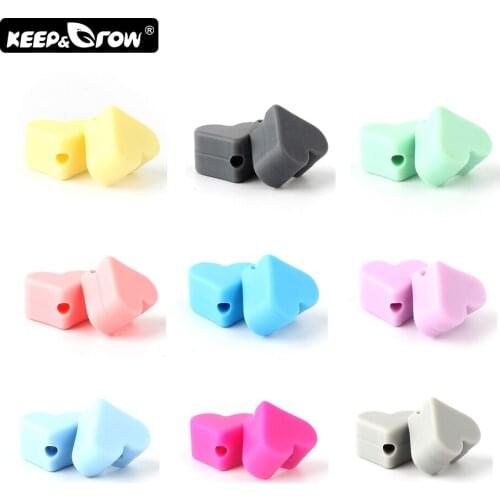 500pcs Heart Silicone Beads 14mm Food Grade Baby Teething Beads Silicone Teethers DIY Necklace Making Accessories Baby Products