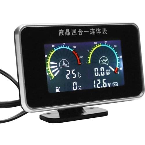 4in1 LCD Car Digital Gauge Oil Voltage Pressure Fuel Water Temp Meter M10 Auto Replacement Parts 12V 24V