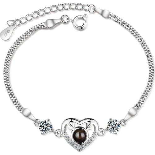 All The Way With Your Deer Bracelet Female 100 Languages Projection Valentines Day Net Red Heart Bracelet