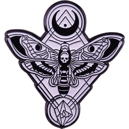 Death head moth lapel pin Lunar celestial witchy brooch Halloween Gothic decor