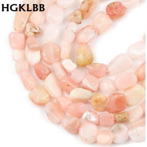HGKLBB Natural Irregular genuine Pink Opal Stone Beads Gravel Loose Spacer Beads For Jewelry Making 4~7m DIY Bracelets Necklace