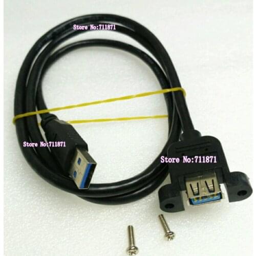 Black 100cm 1M Screws hole Fixed USB3.0 Usb 3.0 Extension cable Ears fixed USB30 USB3 USB3.0 Lengthen Extend Cable Line wire