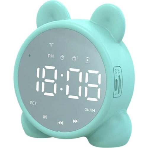 USB Smart Digital Alarm Clock Multifunction Wireless Bluetooth 5.0 Dual Clock Radio Speaker With Mirror Surface LED Clocks