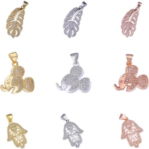 Juya DIY Trendy Charms Jewelry Making Accessories Handmade Creative Feather Butterfly Elephant Hamsa Hand Charms Supplies