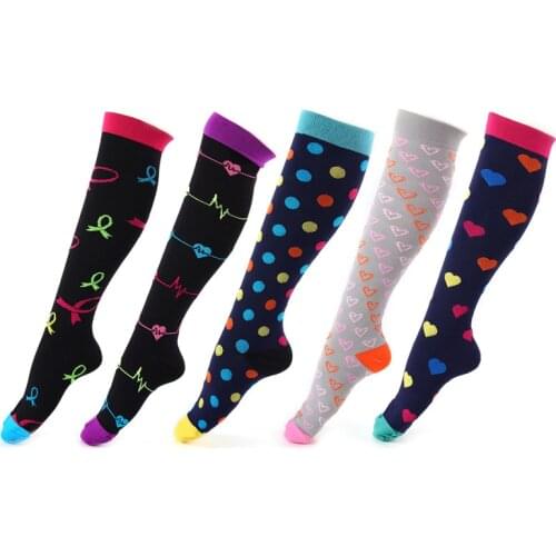 Compression Socks Happy Tube Running Socks Support Nylon Unisex Outdoor Racing Long Pressure Football Stockings High Men Women