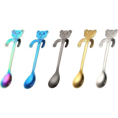 Creative Mini 304 Stainless Steel Flatware Panda Stirring Spoon For Ice, Coffee, Tea, Children Dessert Scoop For Party, As Gift
