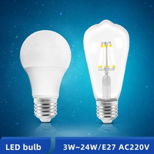 OK-B E27 Edison Bulb ST64 LED Ampoule Retro Filament Lights 220V LED Edison Candle Lights Vintage E27 Global Bulbs Lampara