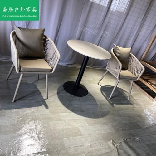 Outdoor balcony rattan three-piece set web celebrity creative courtyard patio bay window leisure table and two chairs