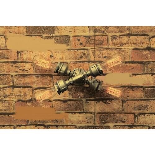 Water pipes source set produced industrial water wall lamp retro Cafe Loft Europe pipe cross wall iron SG30
