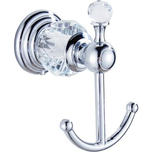 Antique Polished Crystal Robe Hooks Solid Brass Chrome Coat Hooks Wall Hooks Wall Hanger Bathroom Accessories