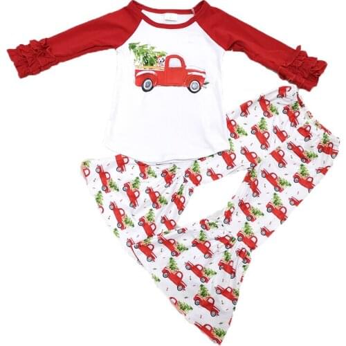 2019 latest childrens christmas clothing set girl truck pattern outfit
