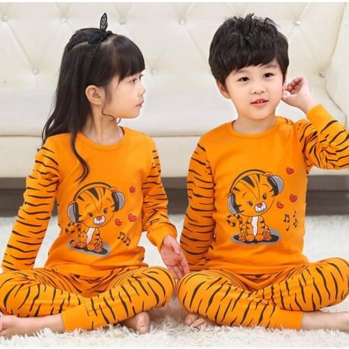 Kids Pajamas 2020 Autumn Girls Boys Sleepwear Nightwear Baby Infant Clothes Animal Cartoon Pajama Sets Cotton Childrens Pyjamas