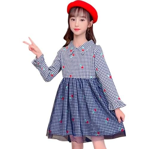Dresses For Girls Plaid Pattern Party Dress For Kids Girl Casual Style Kids Dress Spring Autumn Clothes For Girls