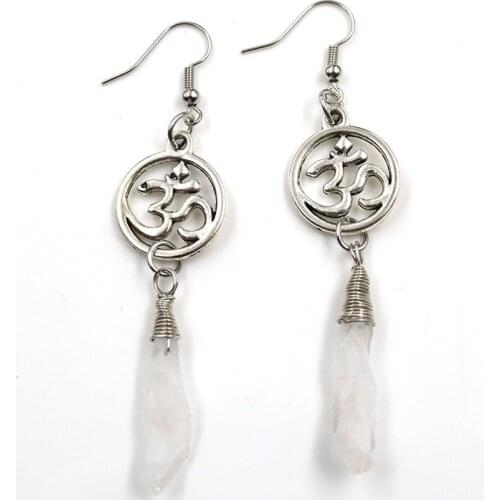 FYSL Silver Plated 3D Symbol Connect Irregular Shape Crystal Dyed Many Colors Drop Earrings for Party Gift Jewelry