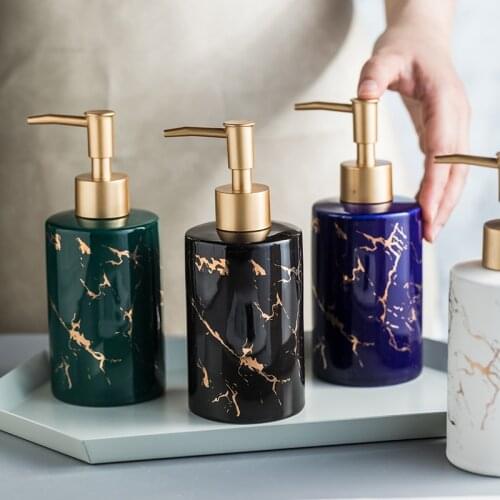 Simple Marble Pattern Ceramic Lotion Bottle Bathroom Shower Gel Shampoo Bottle Creative Bathroom Accessories Soap Dispenser