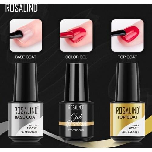 ROSALIND Gel Polish Set Top Base Coat primer Soak off UV Lamp Semi Permanent Nails Art Polish Multi-use Gel Nail Polish