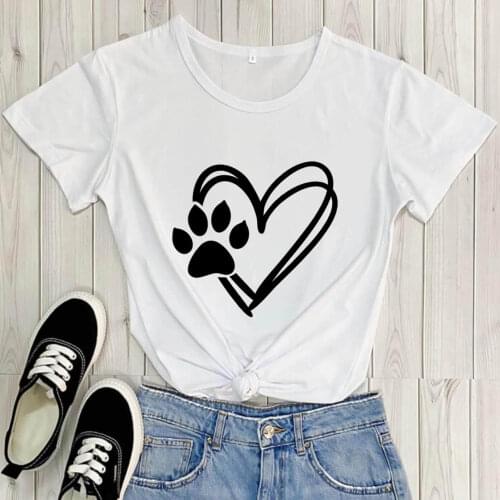 Heart with Dog Paws Shirt New Arrival 100%Cotton Casual Funny T Shirt Pet Lover Shirts Dog Mom Tees Gift for Dog Mom