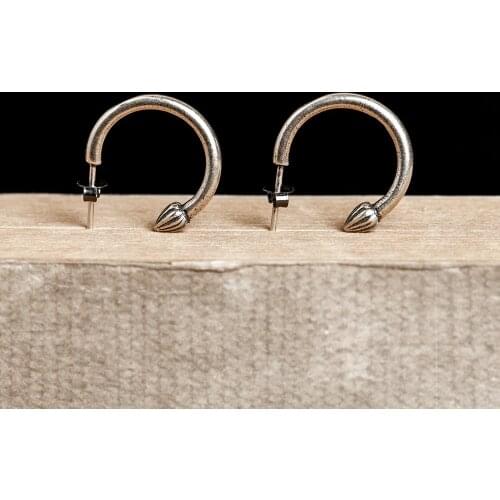 DarVamGoth1573 925 sterling silver minimalist punk medieval totem semicircle ear nails are exempt from transport