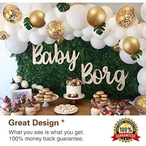 Suparty Brand Balloon Garland Arch Kit White Gold Confetti Balloons 101 PCS Artificial Palm Leaves 6 PCS, Balloons for Parties