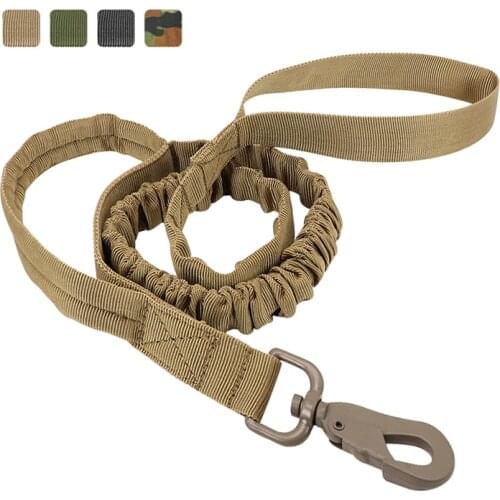 Tactical Bungee Dog Leash Adjustable Nylon Military Leash for Dog with 2 Control Handle Running Training Leash Dog Accessories