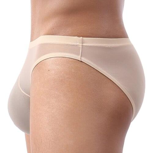 Mens Briefs Ice Silk Underwear Men Sexy Ultra Thin Penis Big Bag Man Panties Transparent Low Rise hombre Gay Erotic Underpants