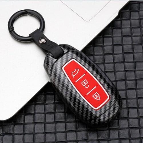 Carbon fiber ABS silicone Car Key Case For Hyundai Elantra GT Kona 2018 2019 Santa Fe Veloster Smart Remote Fob Cover Keys Bag