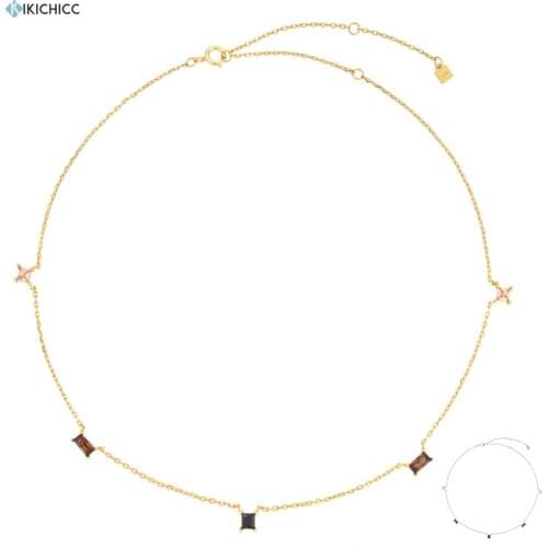 Kikichicc 100% 925 Sterling Silver Champagne Zircon CZ Charm Luxury Chain Choker Luxury Crystal Women Party Statement Jewelry